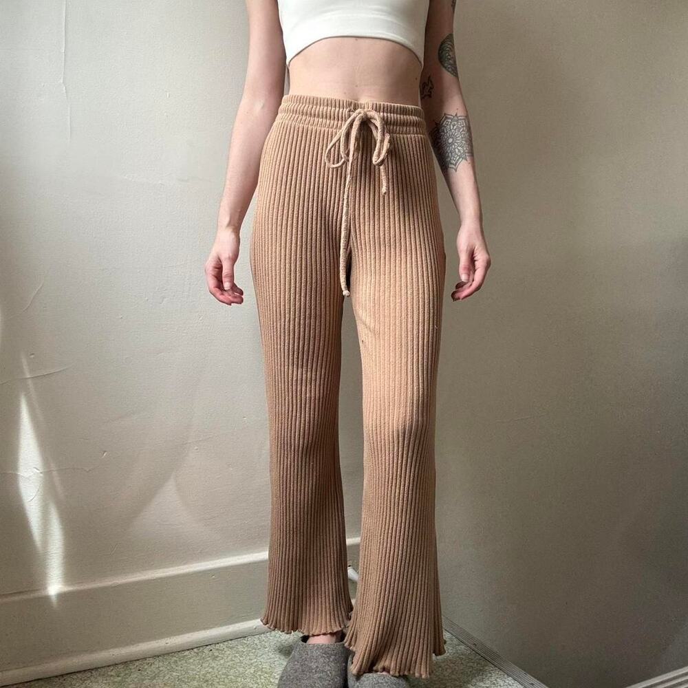 Billabong Camel Ribbed Flare Lounge Pant Small Casual Comfort Leisure Sweatpants